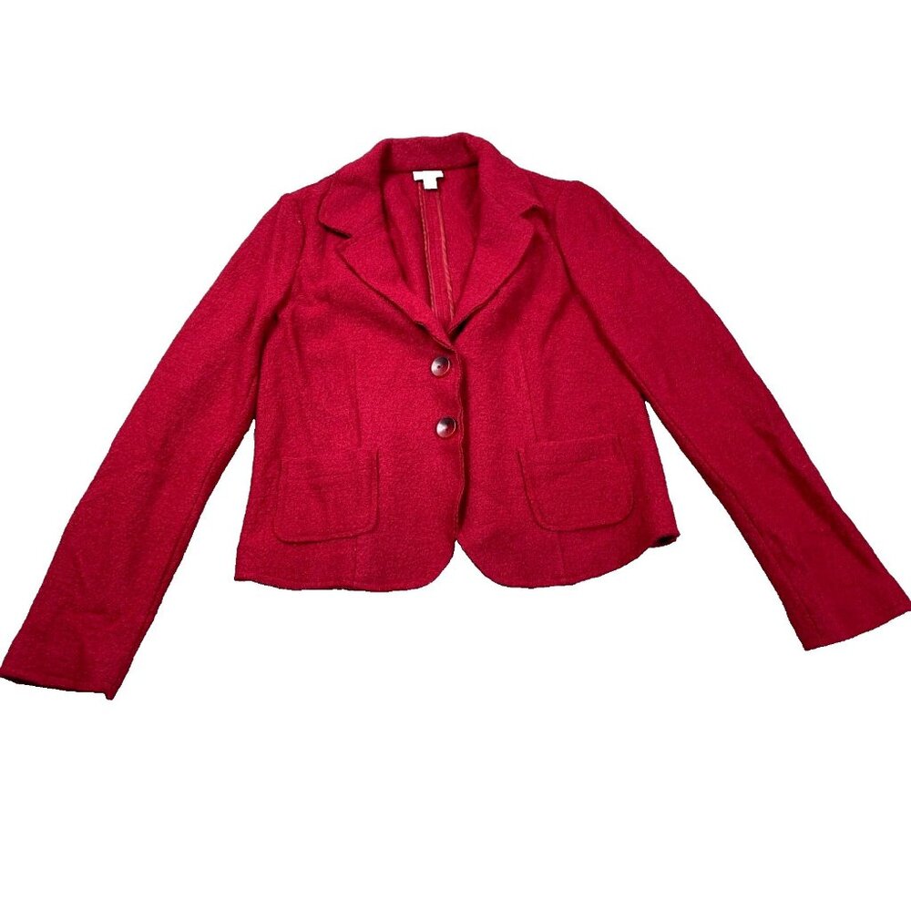 J.Jill Blazer Jacket Women XS Petite Red Two Button Notch Lapel Casual Career